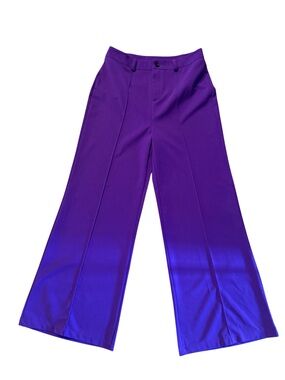 Purple Wide-Leg Dress Pants